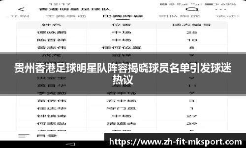 贵州香港足球明星队阵容揭晓球员名单引发球迷热议